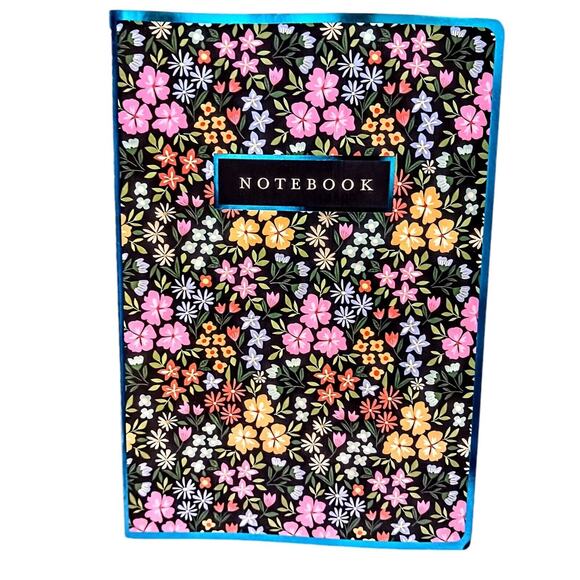 Tropical Notebook Journal FLOWERS Lined Black Soft Cover Cottagecore Stationary - Picture 1 of 9